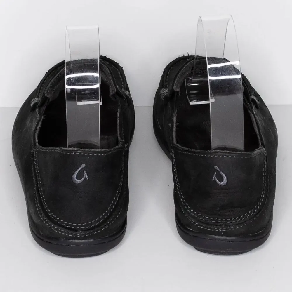 Olukai Boys Moloa Loafer Shoes Slip On Comfort Leather Youth Black Size 1 | AR - Picture 4 of 6
